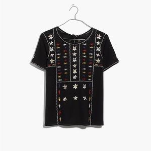 Madewell Embroidered Tie-Back Cutout Top